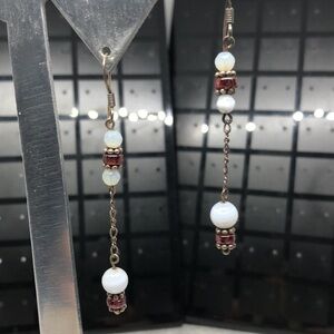 Artisan handcrafted sterling silver earrings with gemstones boho dangle drop.